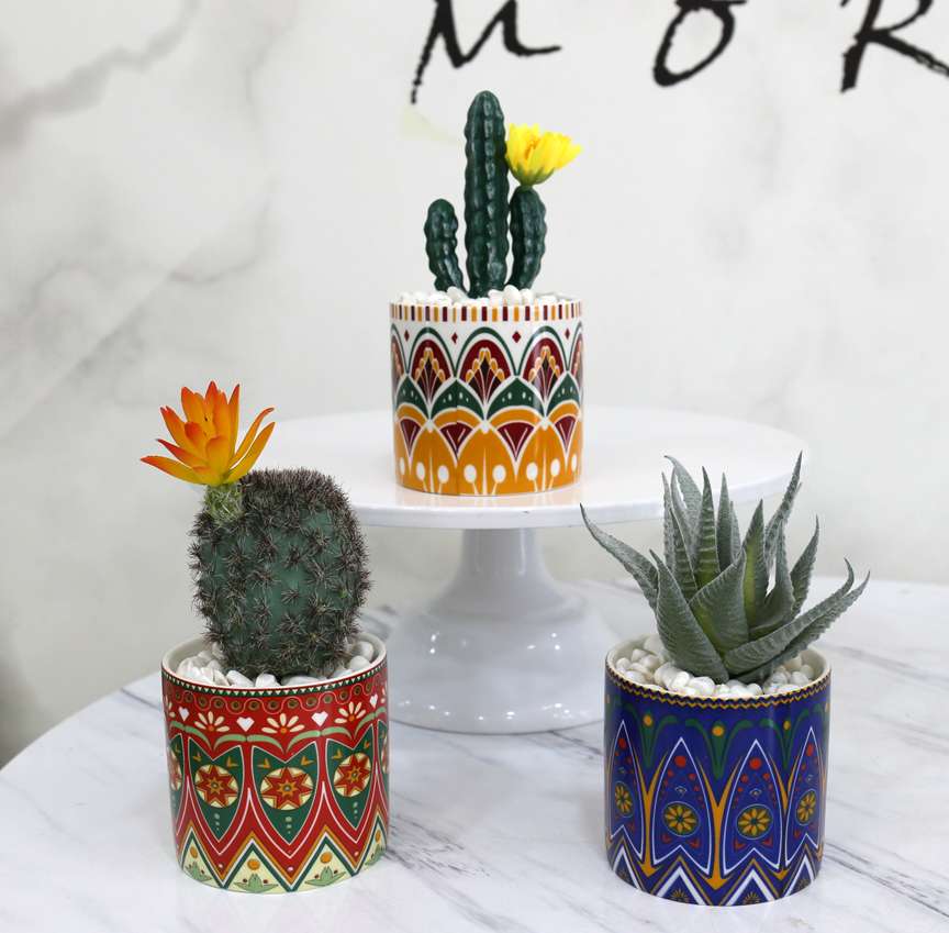 Hanlv Handicrafts Creative Ceramic Bohemian-style simulated succulent Plant potted bonsai