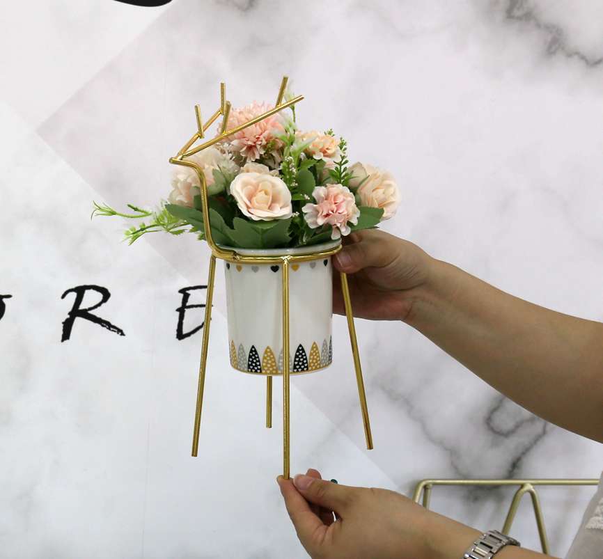 Hanlv Simulation Craft Factory Direct Sales Creative Deer Ironwork simulation flowers, artificial flowers, potted plants, bonsai, home decoration ornaments, foreign trade bestsellers undefined