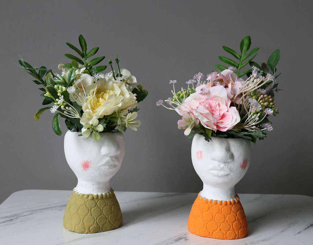 Hanlv Simulation Craft, creative and cute characters, cement simulation, succulent plant potted plants, bonsai, rural life Item Picture