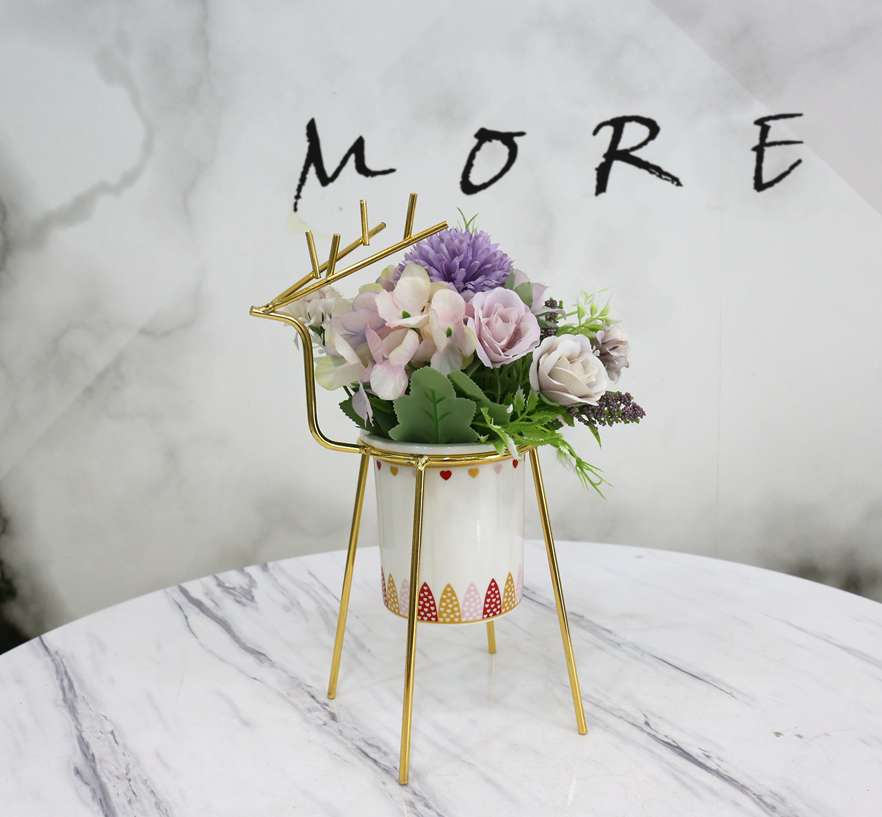 Hanlv Simulation Craft Factory Direct Sales Creative Deer Ironwork simulation flowers, artificial flowers, potted plants, bonsai, home decoration ornaments, foreign trade bestsellers Item Picture
