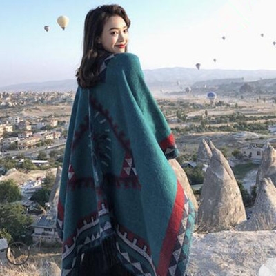 Bufanda mujer invierno korean versión versátil etnicidad tibetano turismo capa otoño exterior tipo capa mujer otoño-invierno nuevo estilo de manga versátil versátil capa etnicidad undefined
