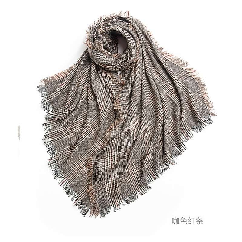 Pañuelo inglés clásico pañuelo inglés cuadríllero mujer otoño invierno pañuelo grueso doble uso extra grande capa versátil chal de moda pañuelo versátil de invierno pañuelo engrosado cuello Specification image