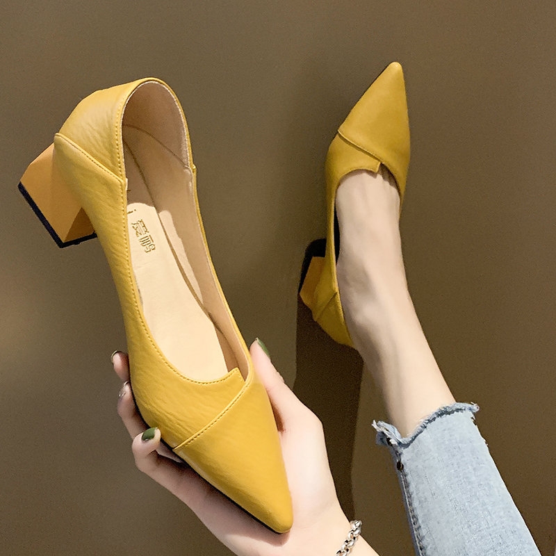 Women's shoes spring shallow pointed women in chunky sandals web celebrity evening wear two black high heels thumbnail