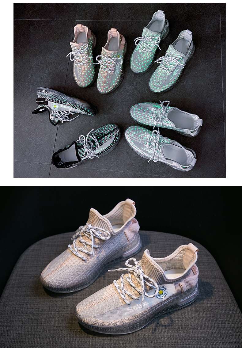Little Daisy Starry Sky Fluorescent Coconut Shoes for Women 2020 Casual Jelly soft-soled mesh Flying Weaving Women's Shoes comfortable and trendy Item Picture
