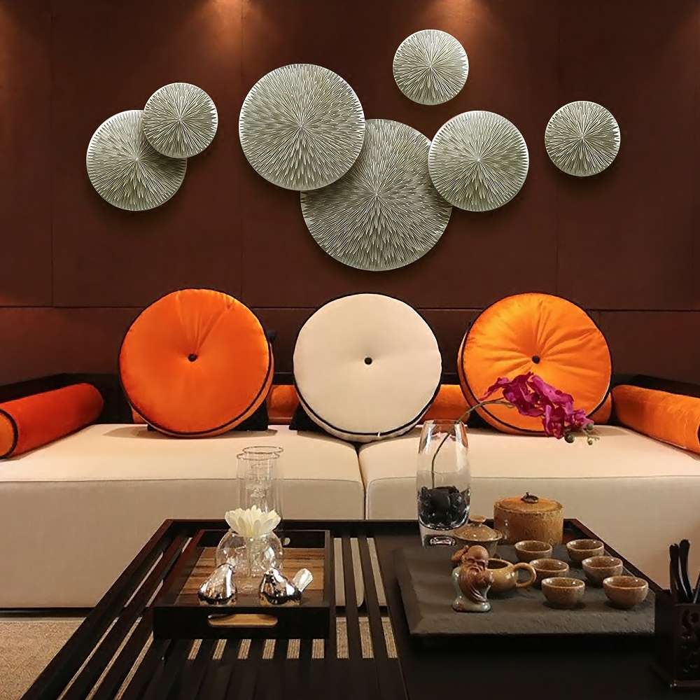 A best-selling wood carving painting for the background hanging of a living room sofa Application Scenario