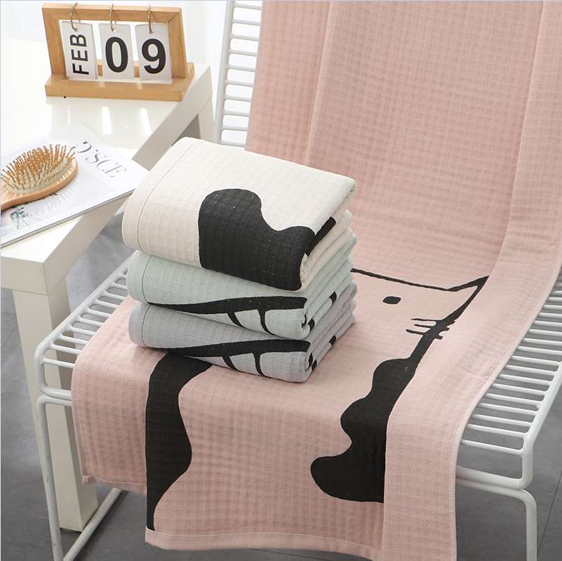 Tuo-ou textile factory direct cotton gauze printed bath towel totoro bath towel 8913 thumbnail