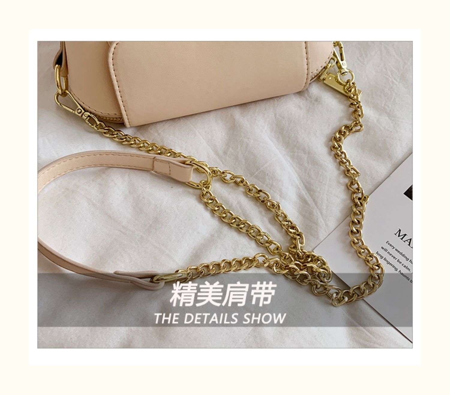 Other fashionable women's bags: simple European and American style, fine diamond-shaped embroidery thread, hardware chain strips, crossbody small bags Item Picture