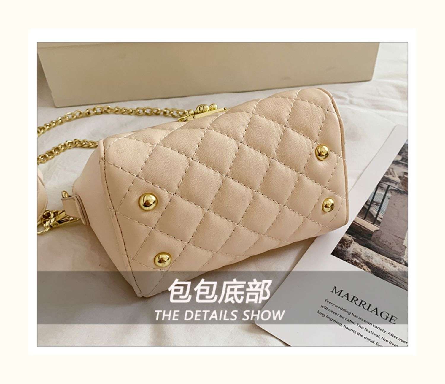 Other fashionable women's bags: simple European and American style, fine diamond-shaped embroidery thread, hardware chain strips, crossbody small bags undefined