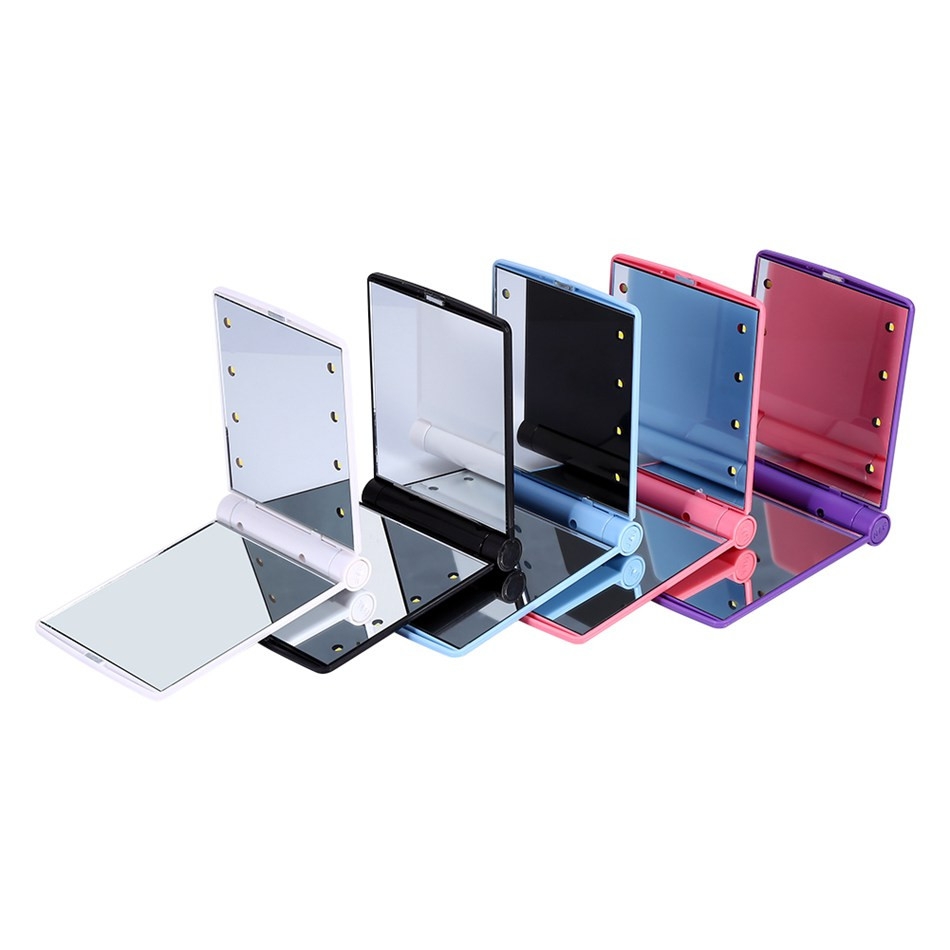 镜子化妆镜家用少女心带灯镜子便携化妆镜小led化妆镜台灯镜