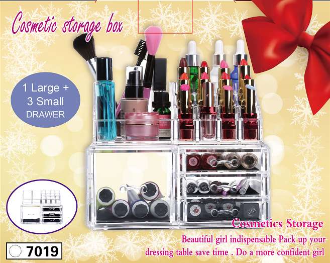 桌面大容量防尘分格面膜护肤品柜抽屉式梳妆台置物架