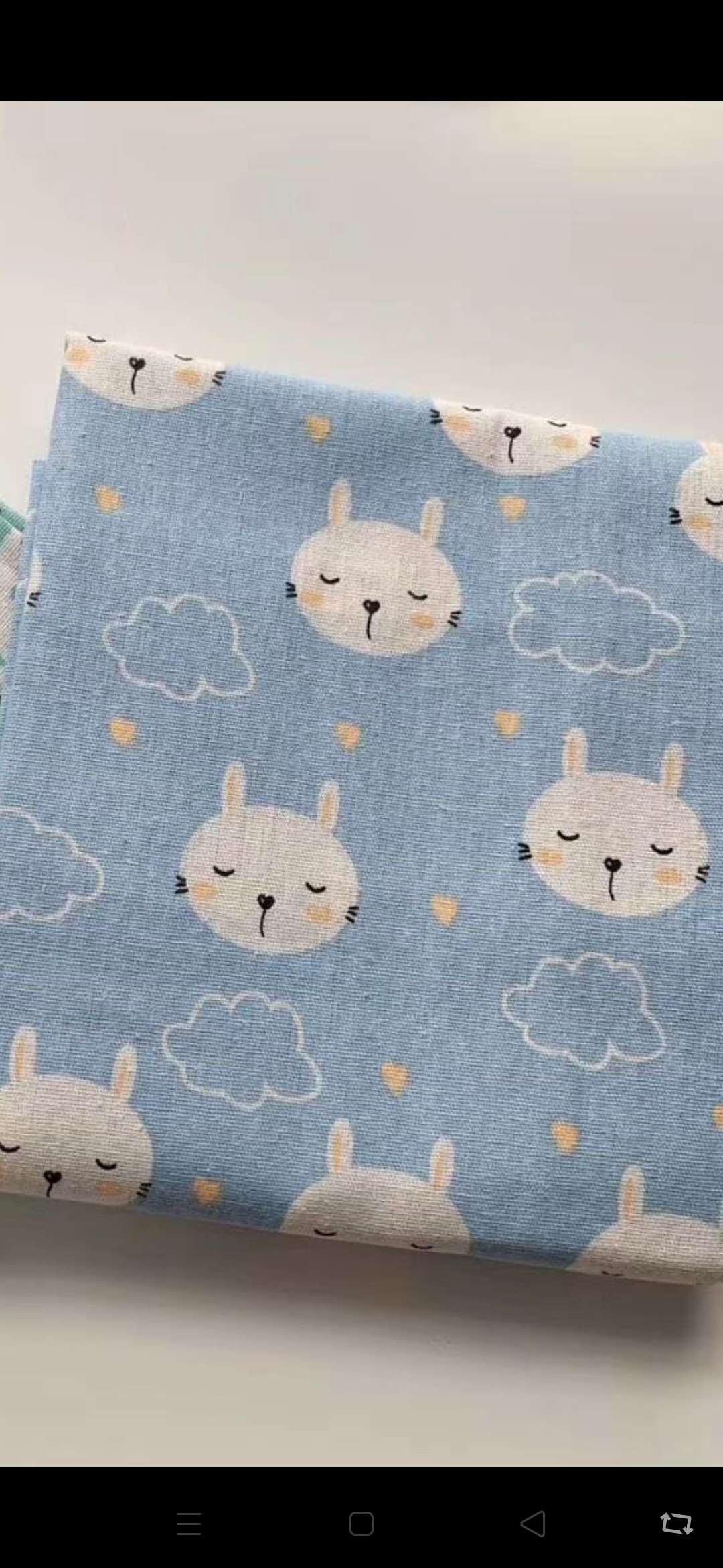 Cotton and linen printed checkered cat head details Picture