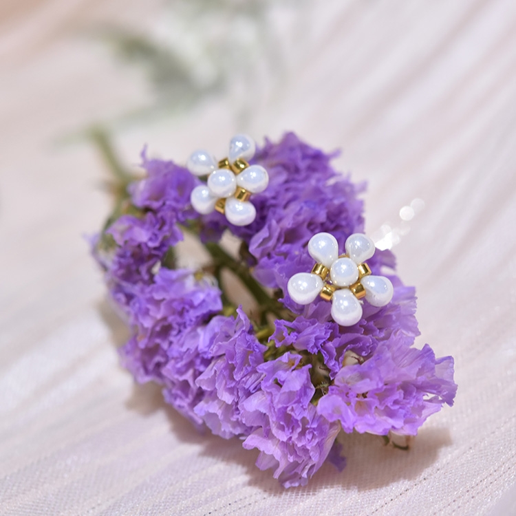 925S银 小众简约个性甜美耳环日本御幸古董珠水滴耳钉女