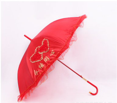 Factory direct sales of heart-shaped skirted wedding umbrellas, bridal lace umbrellas, new red umbrellas, custom-made and wholesale detail image 1