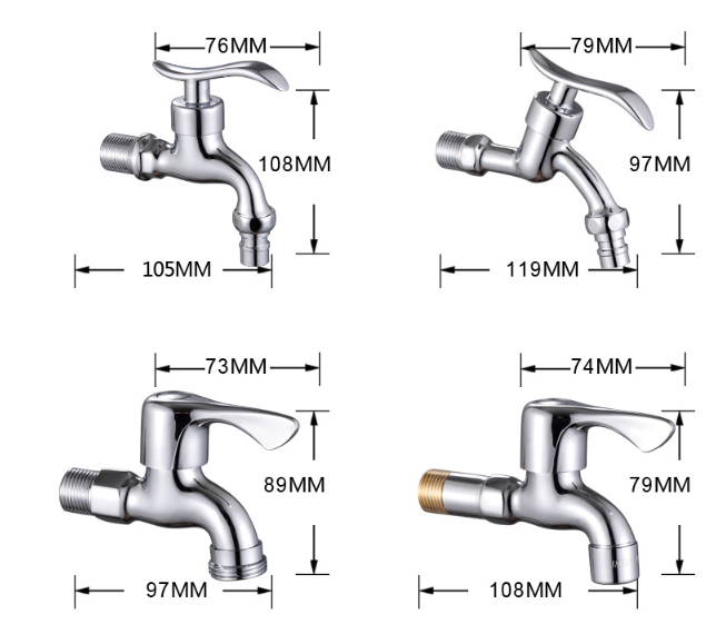 All-copper washing machine faucet, 304 stainless steel, extended multi-functional quick-opening 4 minutes, one in and two out for dual use detail image 2