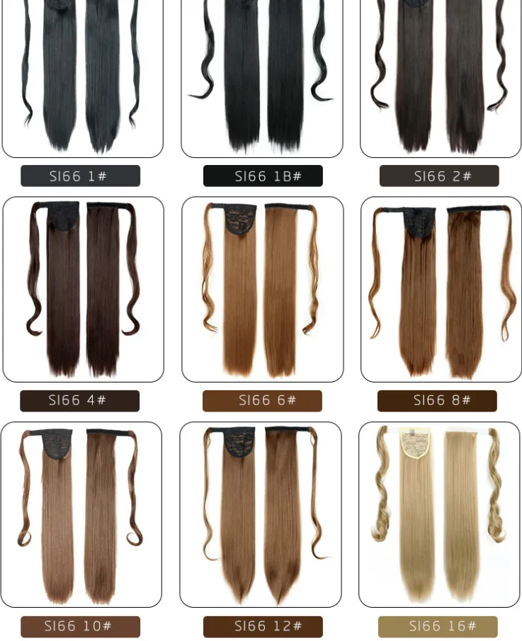New high-temperature silk invisible Velcro straight ponytail, new hair extension Velcro ponytail detail image 4
