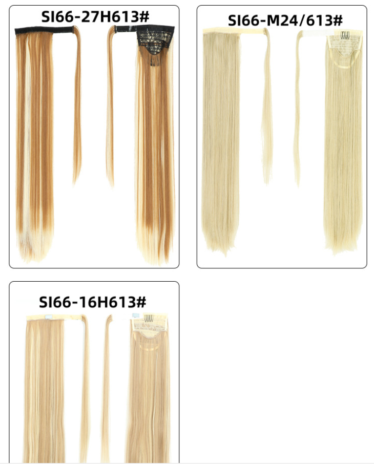 The new Velcro ponytail features a long straight hair with no trace and a wraparound style detail image 3