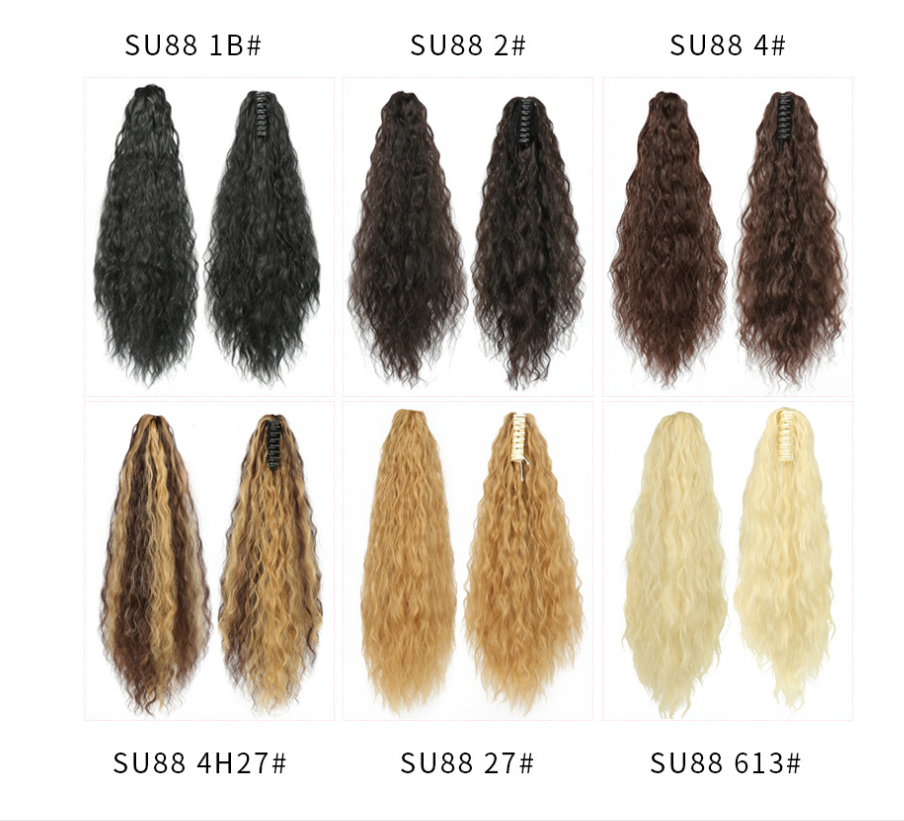 New European and American women's claw clip ponytail corn perm tiger clip ponytail detail image 2