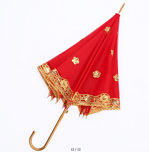 New red creative double-layer bride umbrella, wedding umbrella, wedding red umbrella, straight-handled long-handled lace gift umbrella, custom-made by the manufacturer detail image 3
