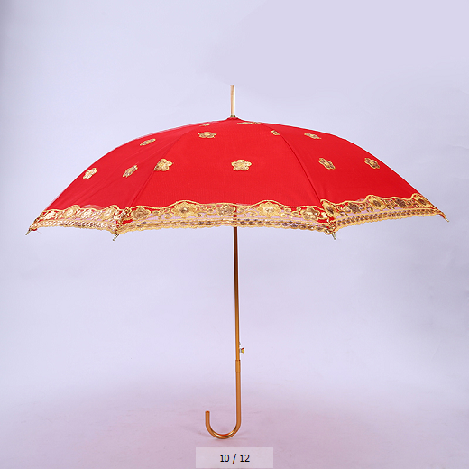 New red creative double-layer bride umbrella, wedding umbrella, wedding red umbrella, straight-handled long-handled lace gift umbrella, custom-made by the manufacturer detail image 1
