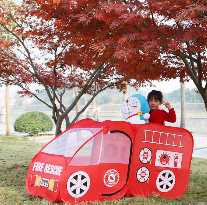 Children's indoor fire engine tent house, game house, foldable children's outdoor car game tent