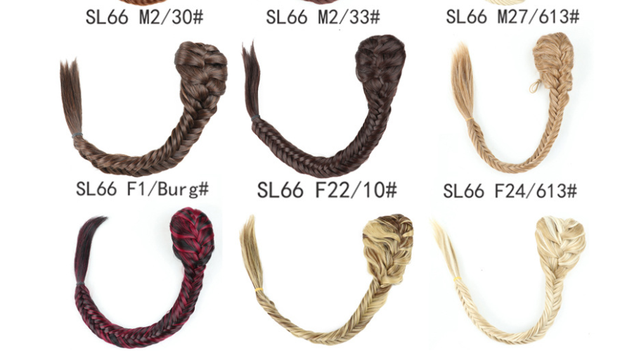 New European and American fashion fishbone braid ponytail wig, single-color hair bun style drawstring ponytail detail image 7