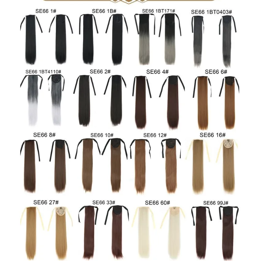 New hair tie style straight hair wig, seamless ponytail extension, ponytail braid available in multiple colors detail image 7