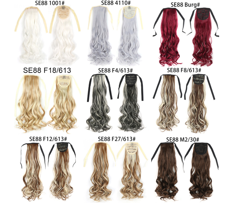 The new ribbon-style straight hair wig, seamless ponytail extension, and multi-color ponytail detail image 9