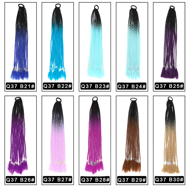 New African fashion ponytail wig with two colors and small braids detail image 9