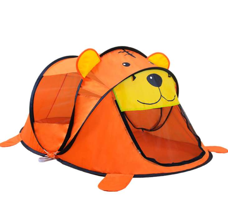 Customized indoor color-block little tiger game tent for children, cartoon outdoor pop-up toy game house for children details Picture