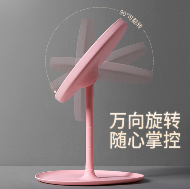 桌面镜子带LED灯 三色调光触摸开关化妆镜 可收纳多功能桌面镜子详情图3
