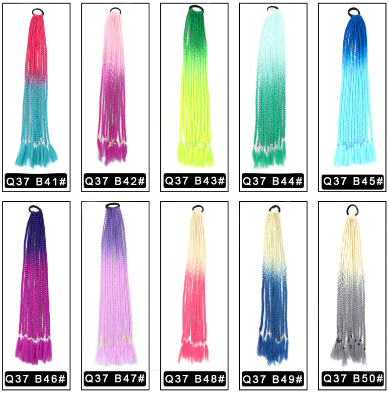 New African fashion ponytail wig with two colors and small braids detail image 10