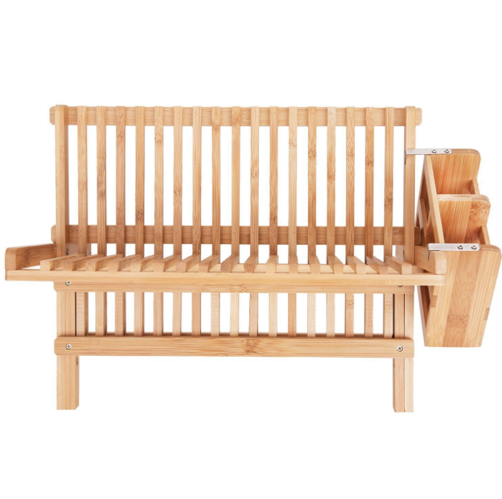 亚马逊爆款折叠沥碗架创意竹制碟盘沥水架家用双层晾碗架置物架详情图2