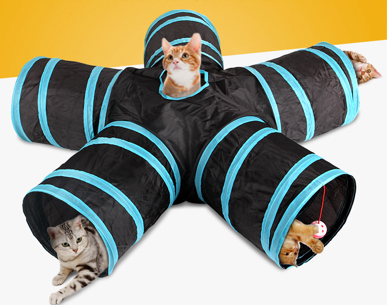 Customized pet tunnel, cat passage, educational toys, eco-friendly sound paper tent, pet five-passage detail image 1