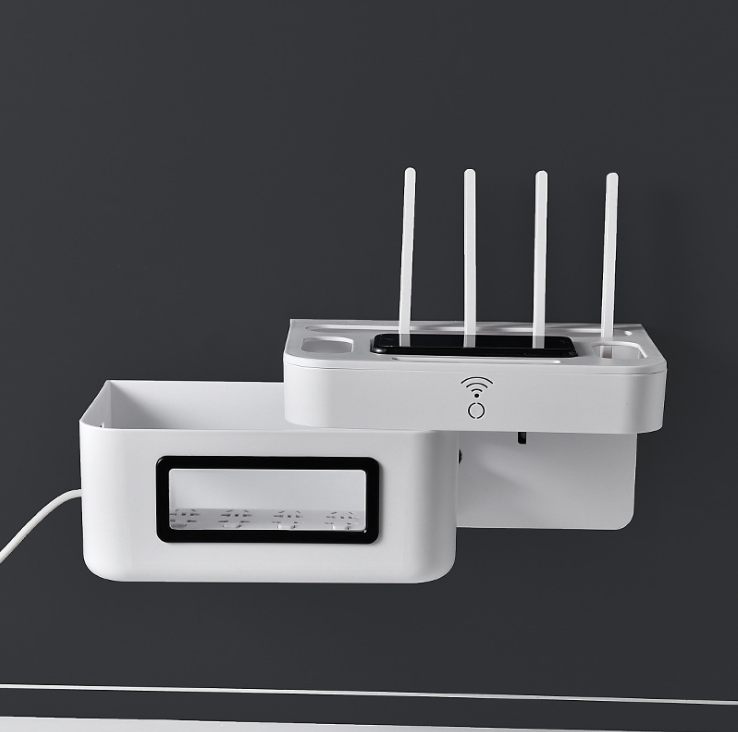 wifi无线路由器收纳盒壁挂式机顶盒插线板插座整理神器电线收纳盒详情图3