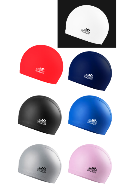 厂家直销游泳帽搏路conquest PU涂层游泳帽PU01帽 白色详情图3