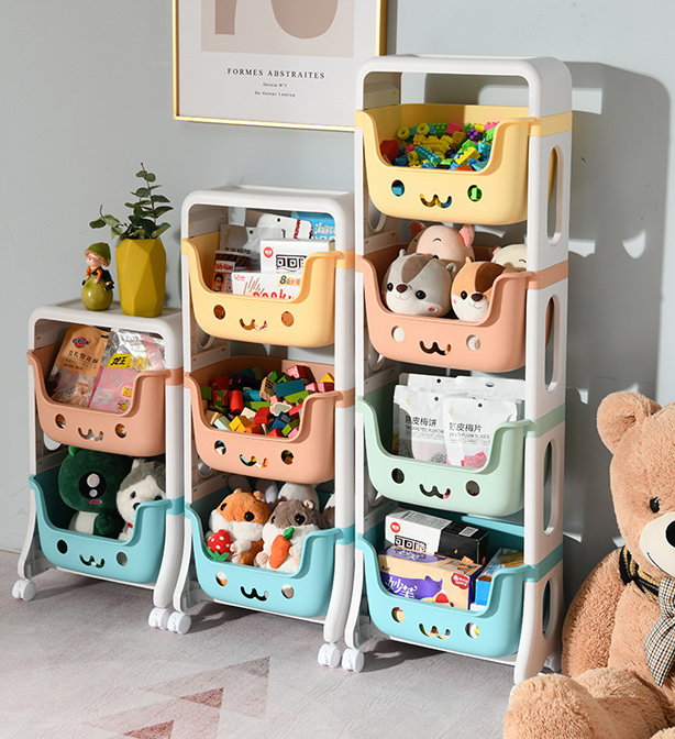 儿童塑料多层储物架卧室收纳架床头零食整理架子玩具小推车置物架详情图2