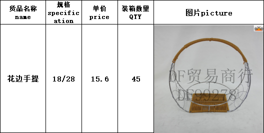 DF99278 花边手提 钢圈提篮 手工创意篮 酒店上菜篮子 果盘篮 客厅水果篮 DF  TRADING HOUSE详情图1