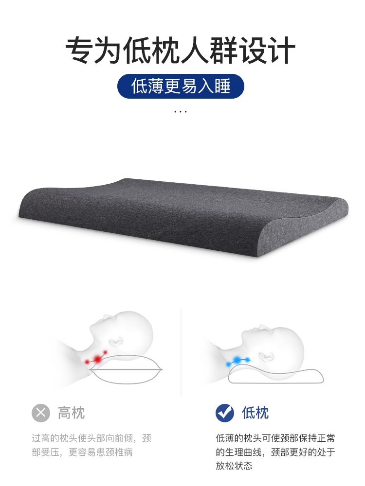 泰国乳胶枕头单人超薄矮枕芯硅胶低枕天然橡胶记忆枕护颈椎助睡眠详情图1