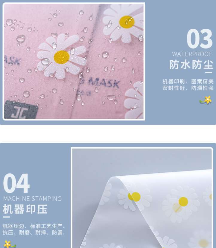 Wholesale in stock, universal printed Daisy zipper bags, simple frosted bags, semi-transparent and customizable detail image 8