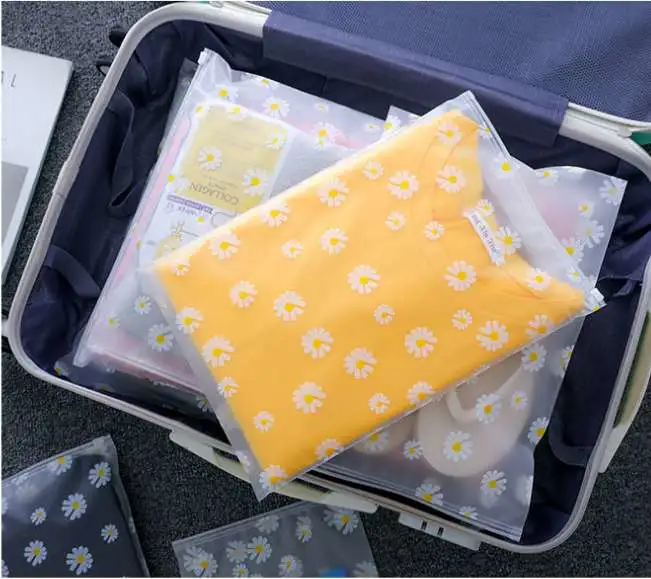 Wholesale in stock, universal printed Daisy zipper bags, simple frosted bags, semi-transparent and customizable detail image 18