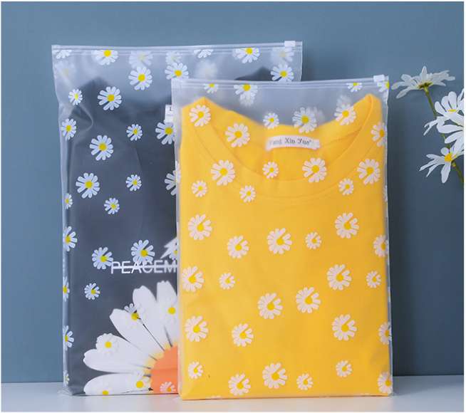 Wholesale in stock, universal printed Daisy zipper bags, simple frosted bags, semi-transparent and customizable undefined