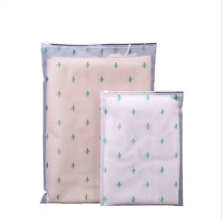 Universal cactus frosted zipper bag storage bag, clothing zipper packaging bag in stock, printed sealed storage bag factory direct sales wholesale detail image 1