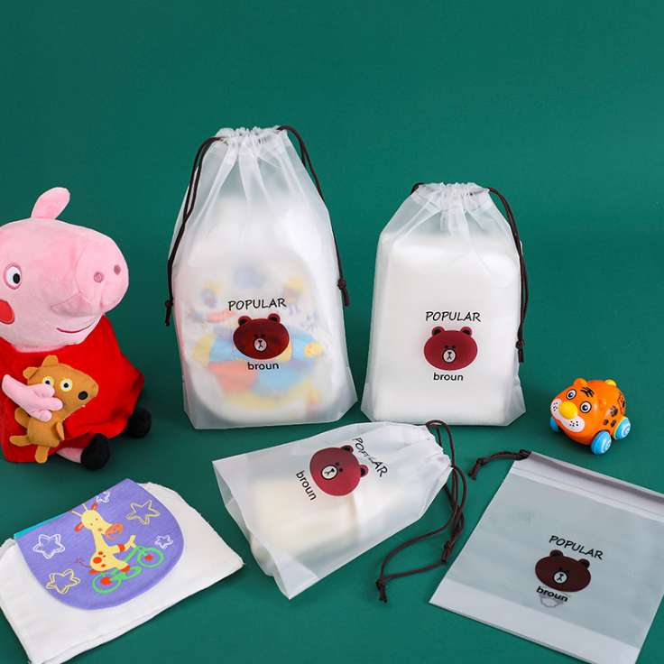 Available in stock: Universal cartoon bear style zipper bags, simple string bags, frosted drawstring bags, semi-transparent drawstring bags, customizable Specification image