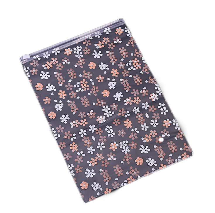 Cherry blossom style universal pe zipper bag storage bag, clothing zipper packaging bag in stock, printed sealed storage bag wholesale detail image 3