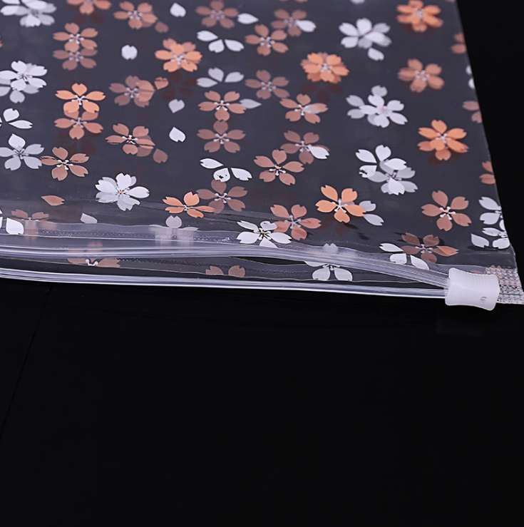 Cherry blossom style universal pe zipper bag storage bag, clothing zipper packaging bag in stock, printed sealed storage bag wholesale Application Scenario