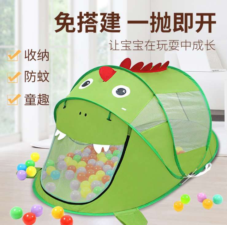 Children's indoor color-block dinosaur game tent, cartoon children's outdoor pop-up toy game house manufacturer in stock