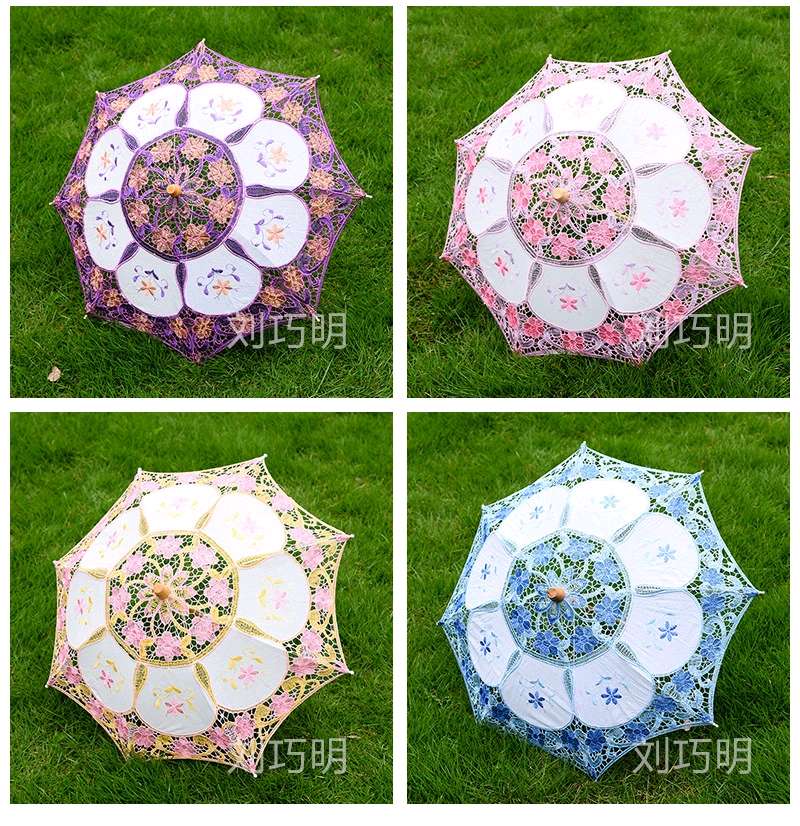 电脑绣花伞欧风婚庆摄影摆件道具儿童工艺小伞15公分详情3