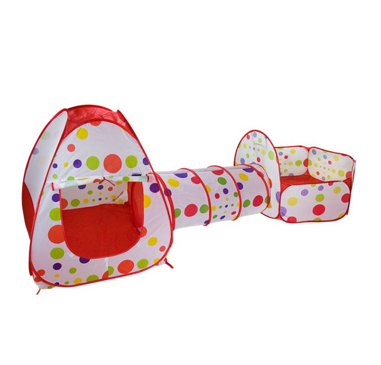 Three-piece children's tent set, 3-throw basketball pool, crawling tunnel, tent house, play house, toys for babies aged 0-3 details Picture