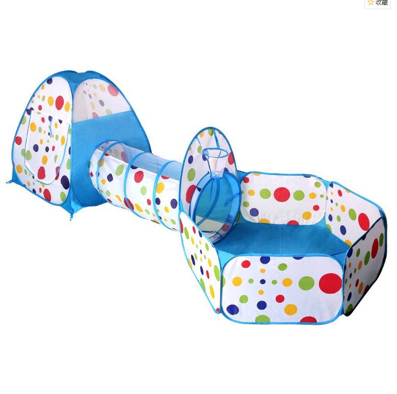 Three-piece children's tent set, 3-throw basketball pool, crawling tunnel, tent house, play house, toys for babies aged 0-3 Specification image