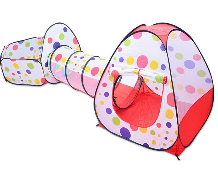 Three-piece children's tent set, 3-throw basketball pool, crawling tunnel, tent house, play house, toys for babies aged 0-3